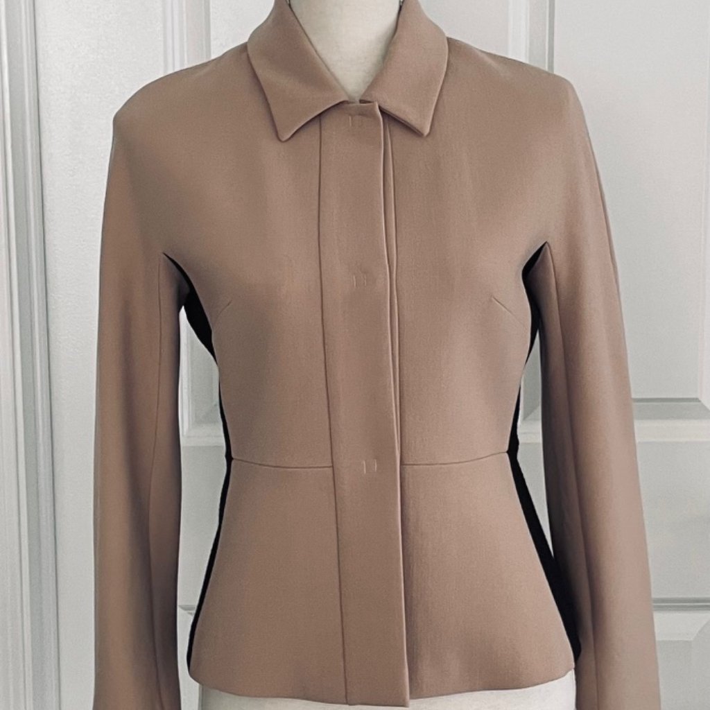 Max Mara Studio Camel And Black Wool Blazer - Size 2